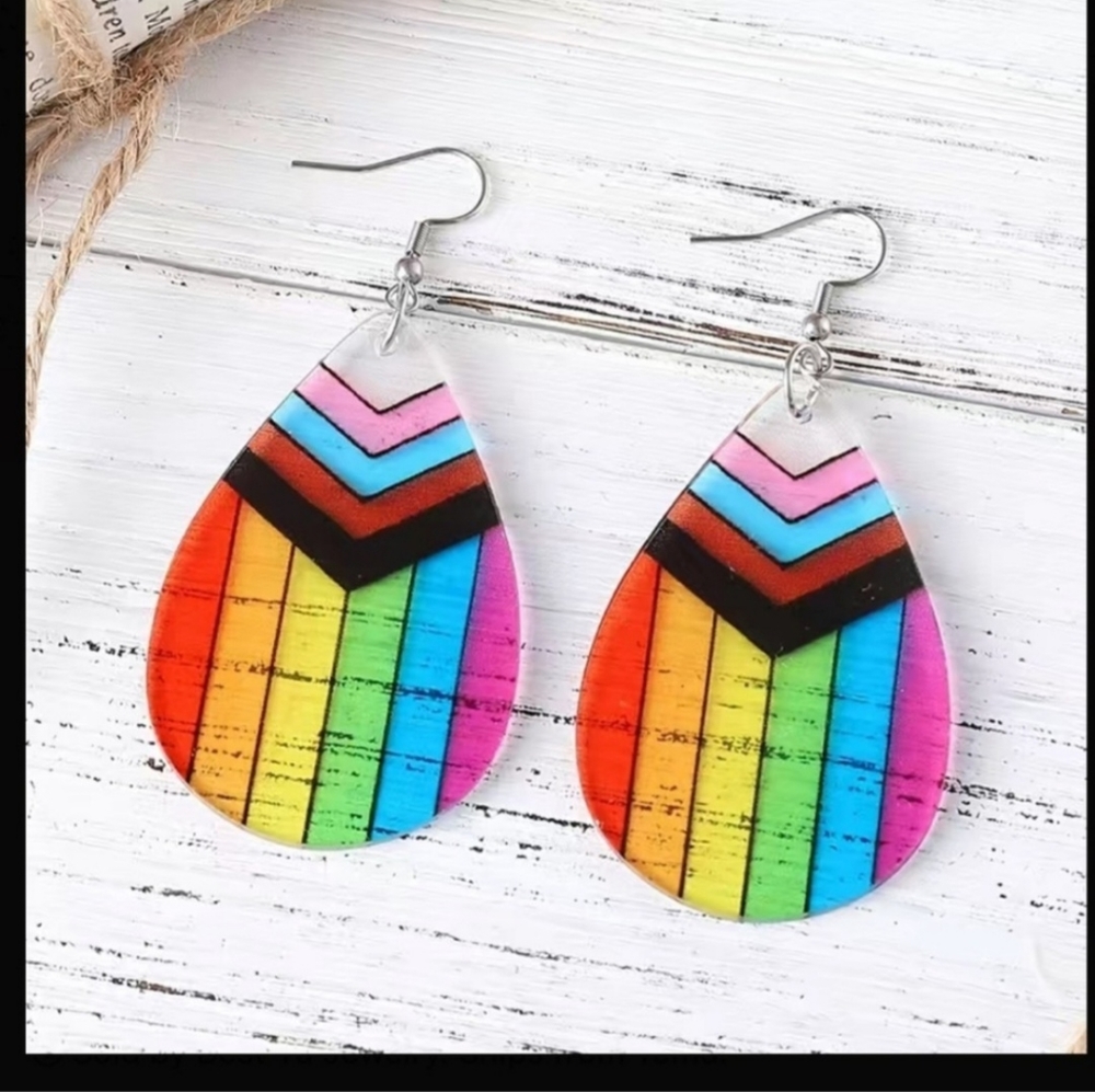 Rainbow Tear Drop Earrings